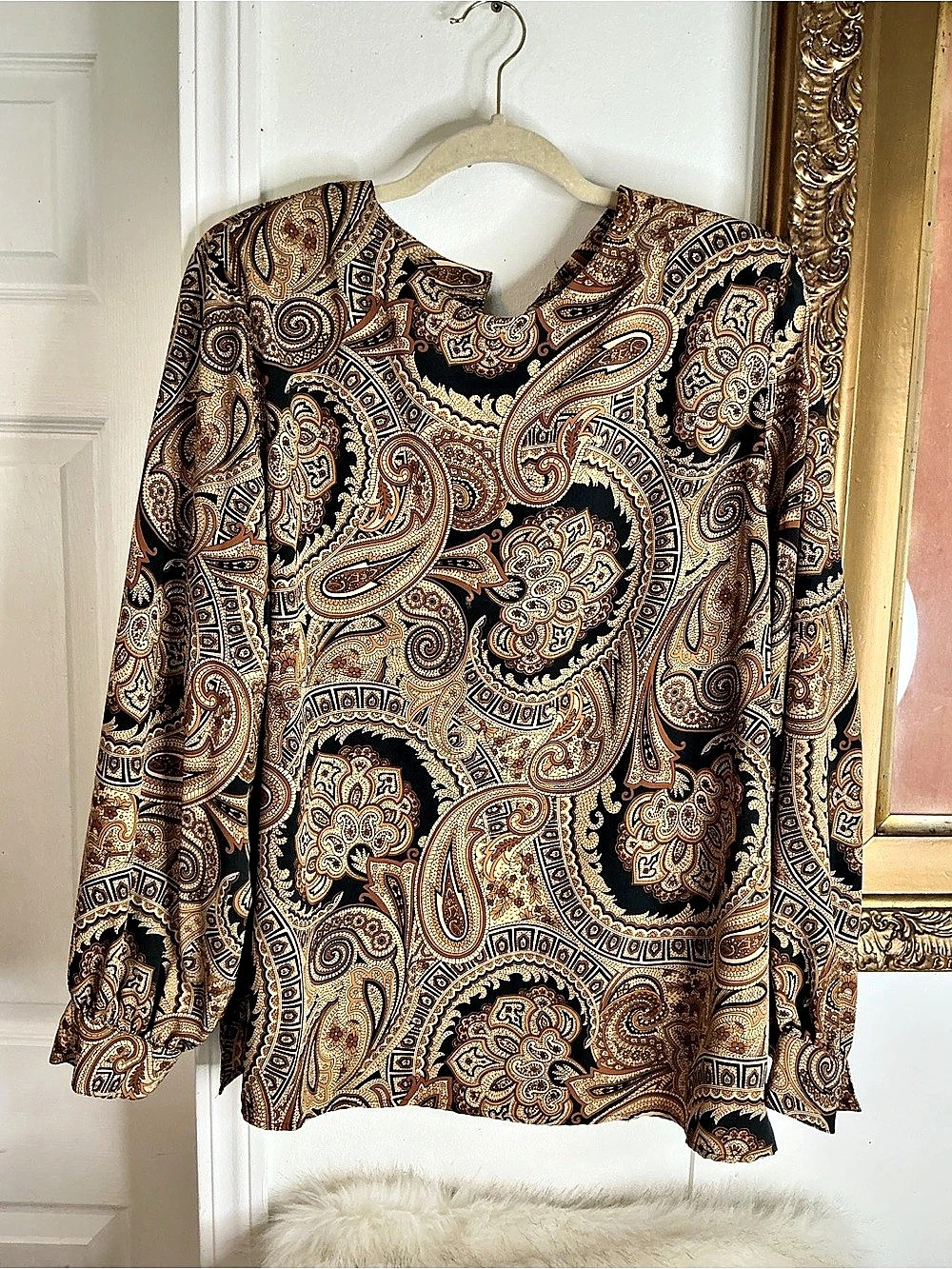 Alfred Dunner Paisley Blouse in Brown & Black Size Medium 16